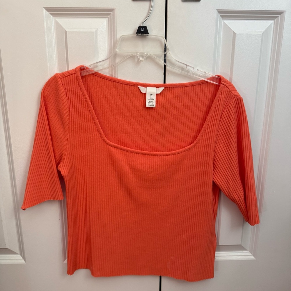 H&M Women's Orange Ribbed Top